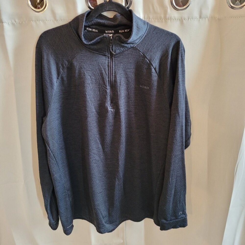 Skora Men Pullover Shirt XL Gray 1/4 Zip Mock Neck Athleisure Running 17335x